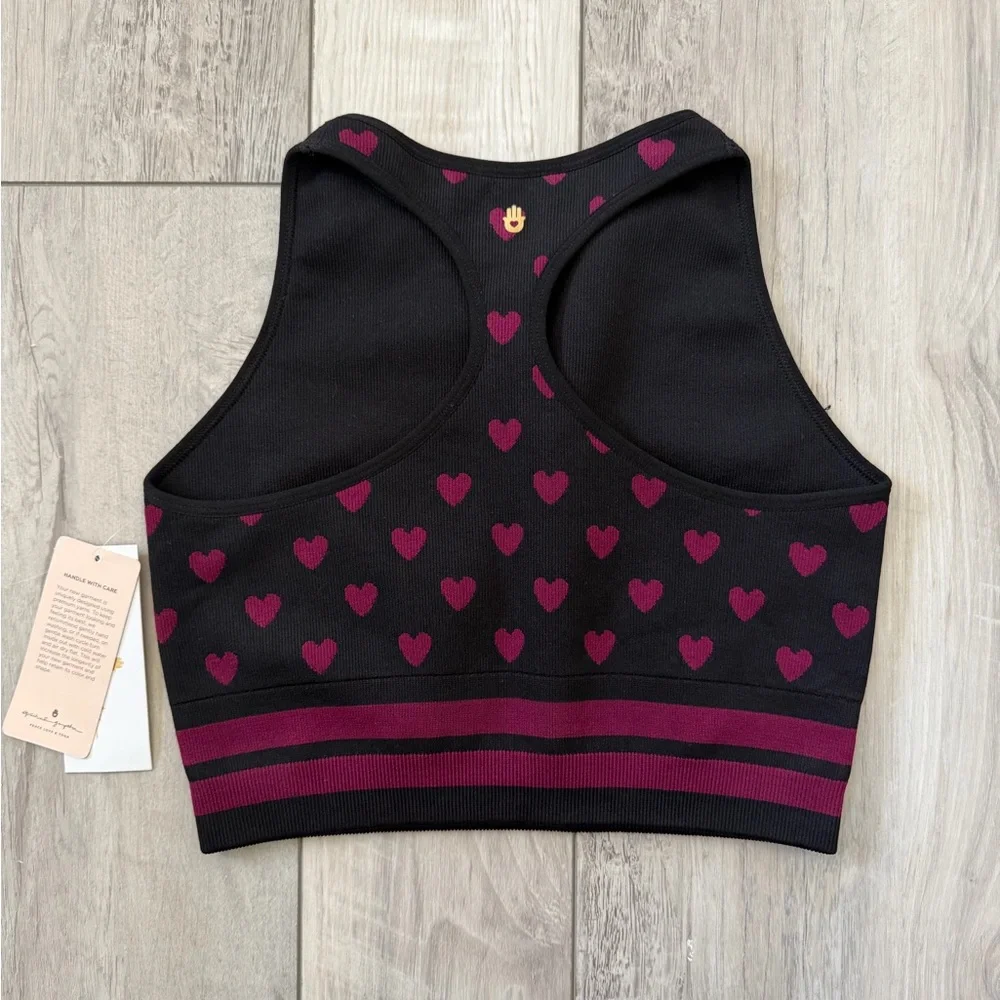 NWT Spiritual Gangster xs/s Rosaline Hearts Highneck Jacquard bra - Picture 6 of 8